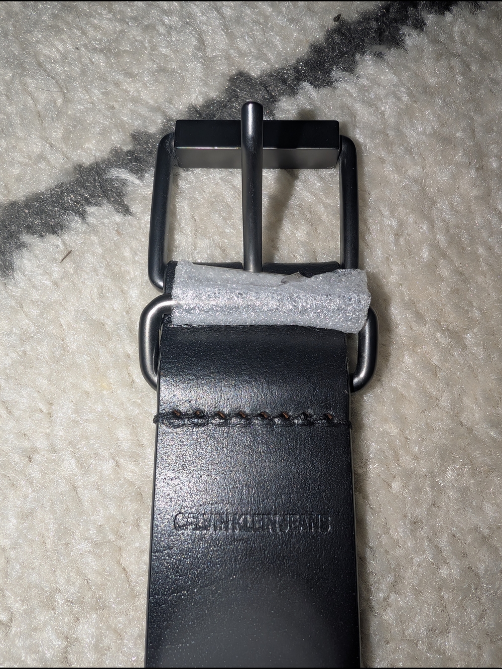 Sz 34 Calvin Klein Black Leather Men's Belt with Matte Metal Buckle
